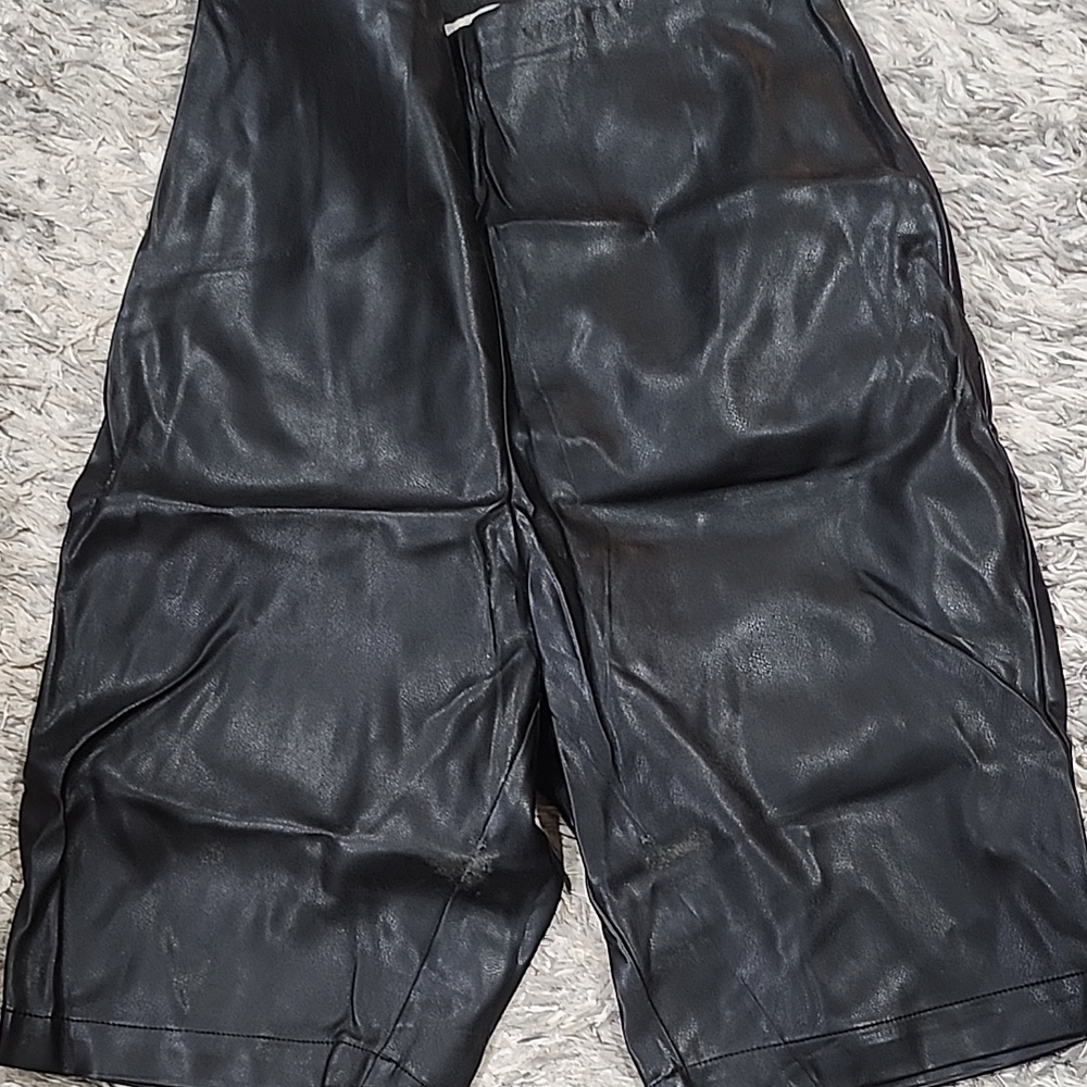 Women's Black Leather Shorts